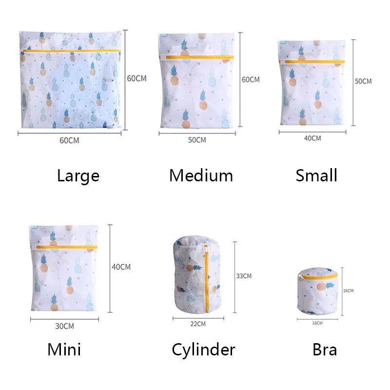 Washing Bag for Dirty Clothes, Lingerie Bra Socks, Polyester Mesh Laundry  Bags, Blue Leaves, Pineapple, Cactus Printing, 6 PCs/S