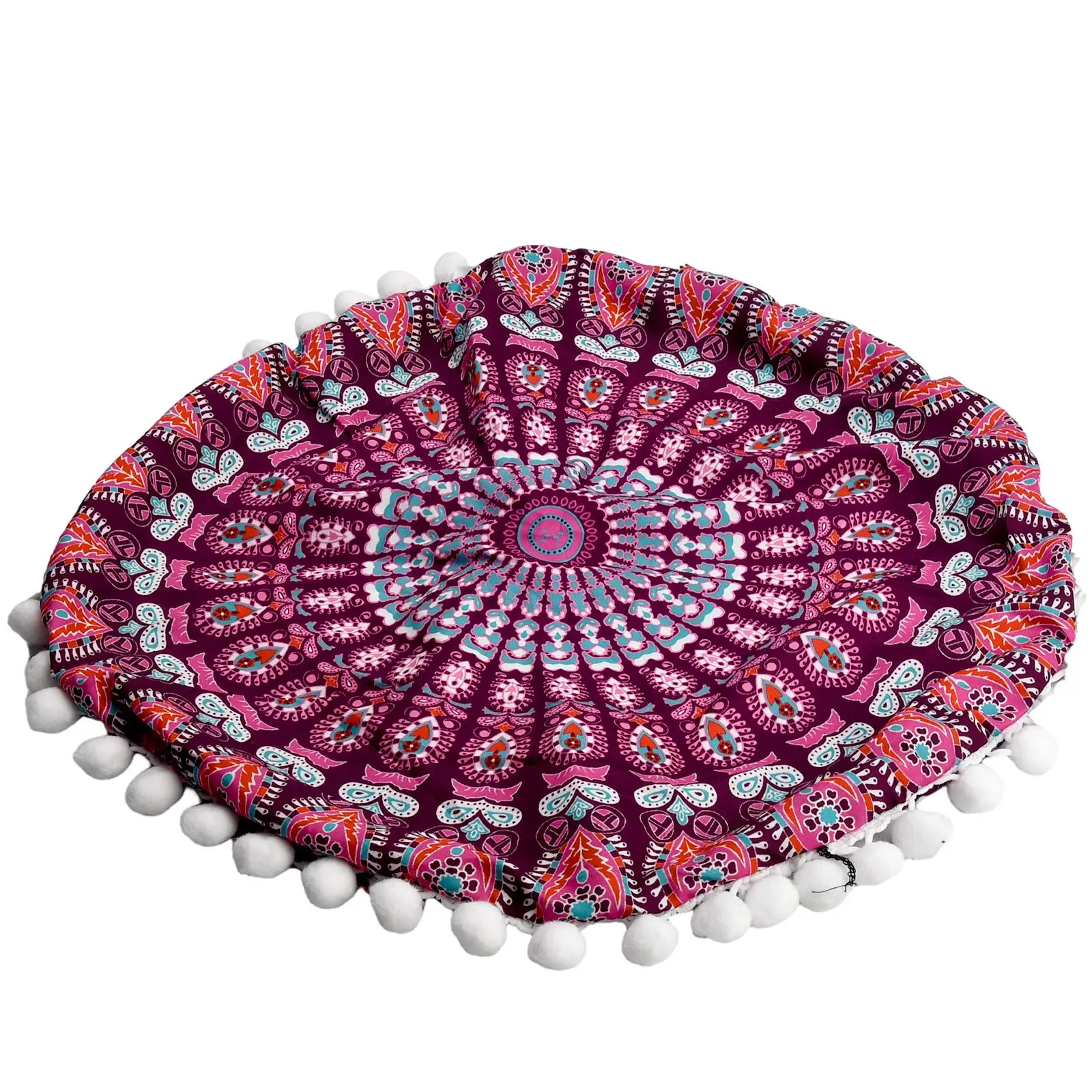 

43cm Round Mandala Pillowcase Bohemian Cushion Cover Floor Cushion Pillows Cover For Home Hotel Decor Feather Printed Pillowcase