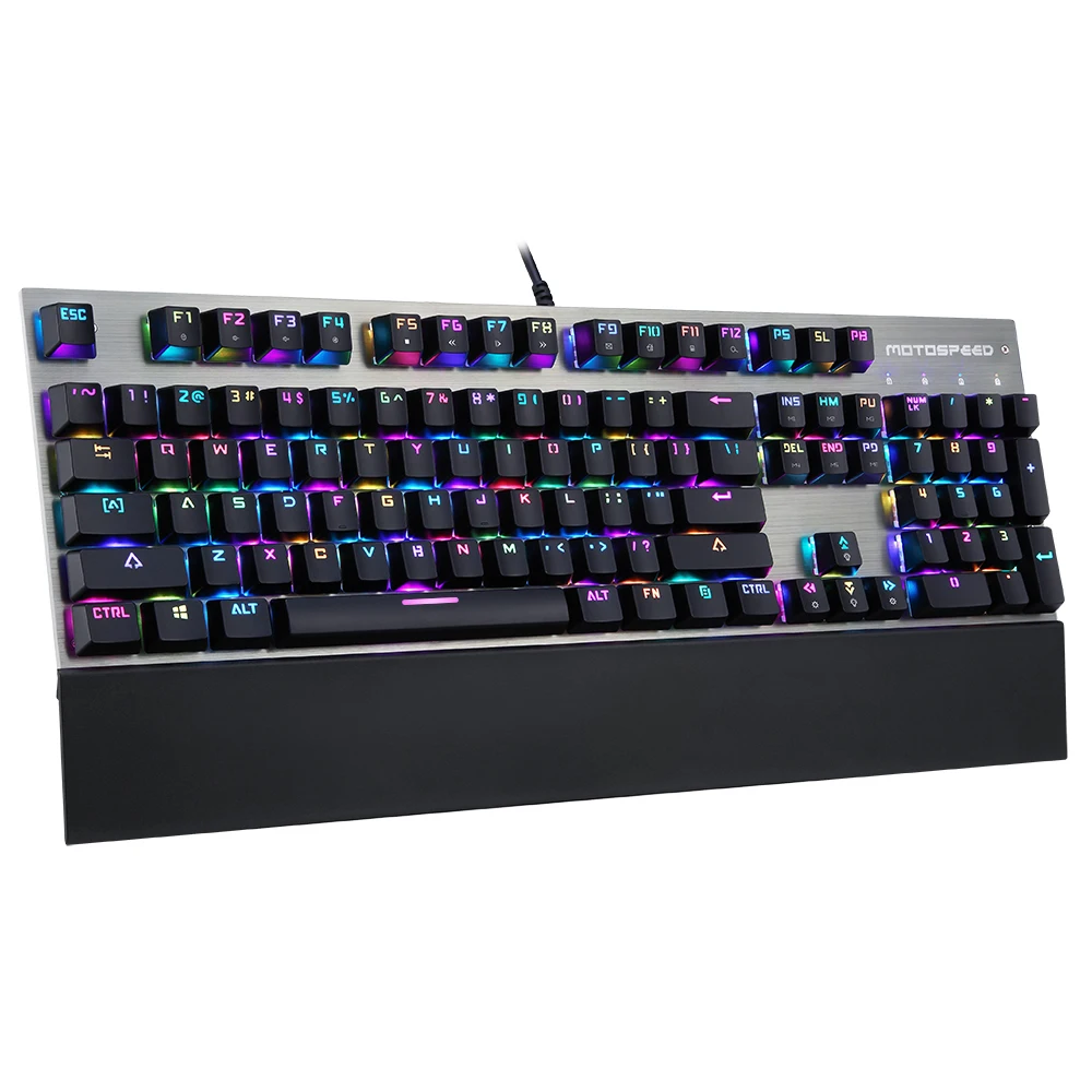 오리지널 Motospeed RGB 블루 스위치, 기계식 영어 키보드, 게이밍 유선 LED 백라이트 백라이트, 게이머 PC 데스크탑용, CK108