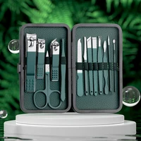 Green 7/13/24 pcs Stainless Steel Nail Cutter and Pedicure Scissors Set - Portable Manicure and Pedicure Tool Nail Clipper Set 2