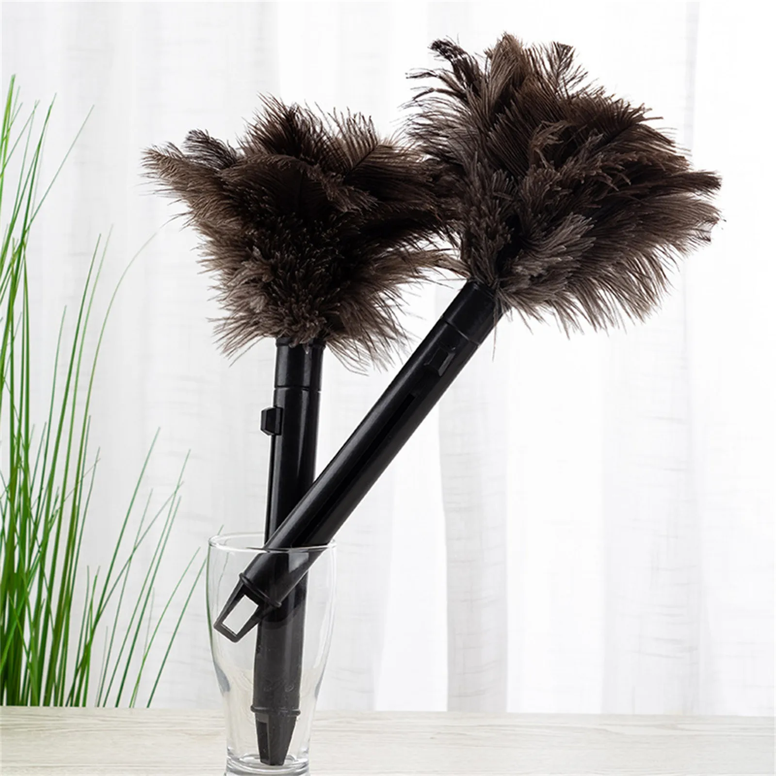 Household Retractable Duster Feather Cleaning Brush With Long Handle Ostrich Feathers Dust Removal For Home Car Office Cleaning cleaning duster retractable duster feather duster