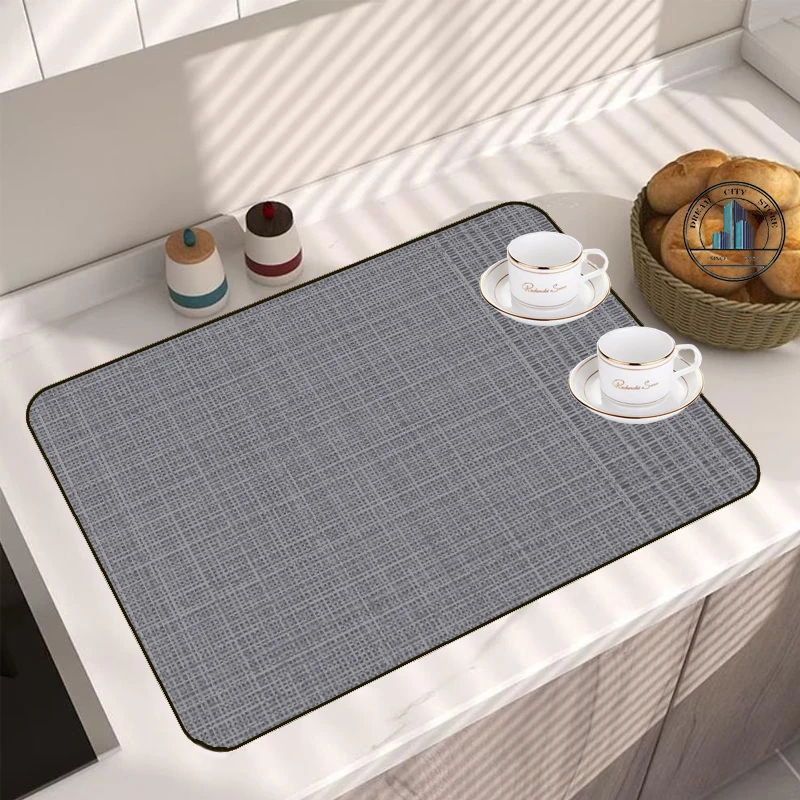 

Solid Color Diatom Mud Absorbent Pad Kitchen Drain Pad Bowl Dishes Bottle Quick- Drying Mat Coaster Placemat Coffee Dish Bar Pad