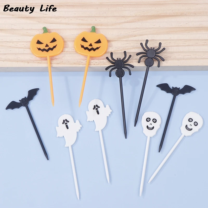 Fruit Fork Mini Cartoon 6/10/12Pcs Children Snack Cake Dessert Pick Toothpick Bento Mini Lunches Halloween Party Decoration fruit fork food picks food toothpicks