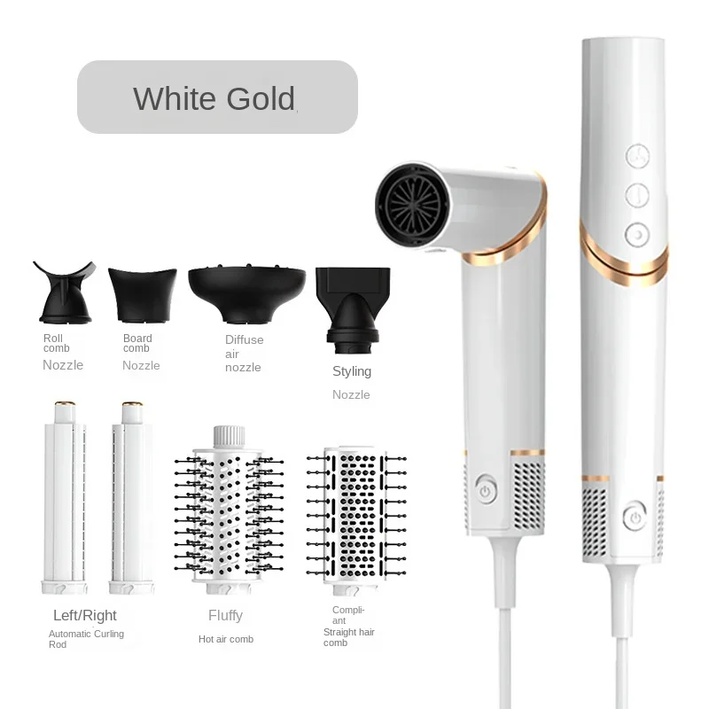 Folding hair dryer, negative ion curling iron, all-in-one hot air comb set, multi-functional hair dryer comb. hair brush 6