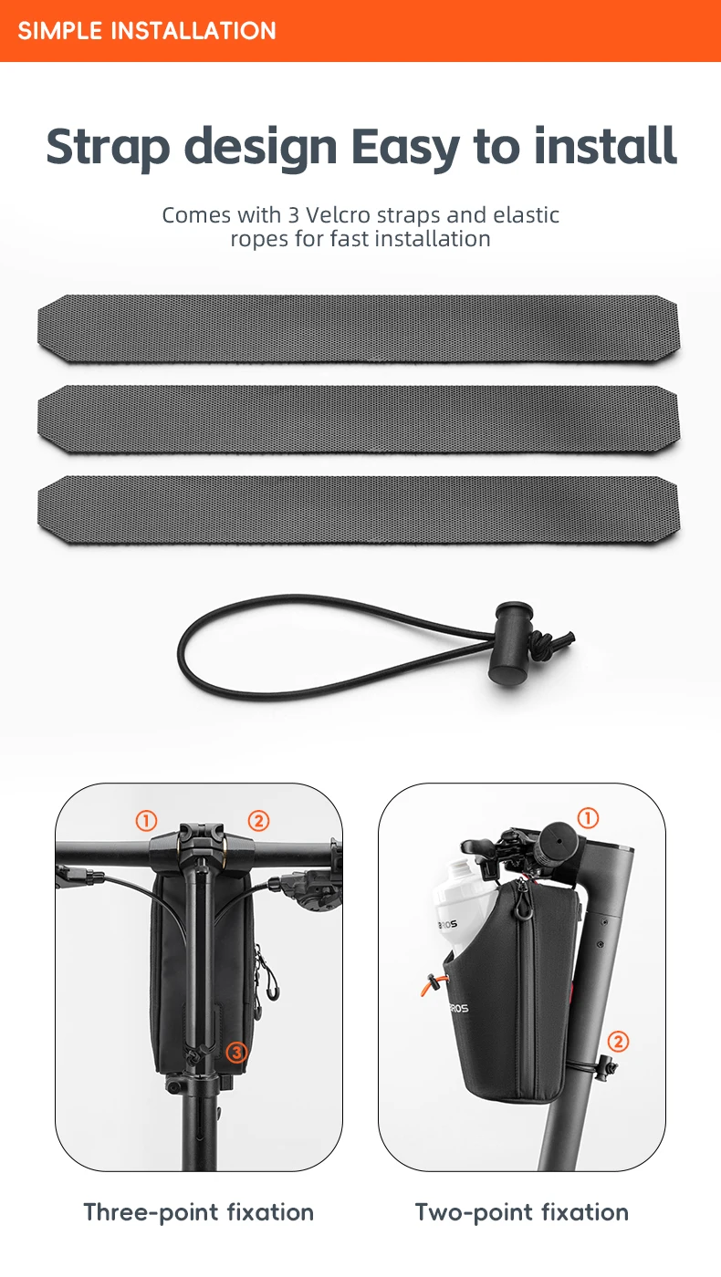 ROCKBROS Fahrrad-Fronttasche, 1,5 l, Wasserflaschentasche, zusammenklappbar, Fahrrad-Lenkertasche, MTB, Straßenreiten, verstellbar, großkalibrige Fahrradtasche – Detail 8