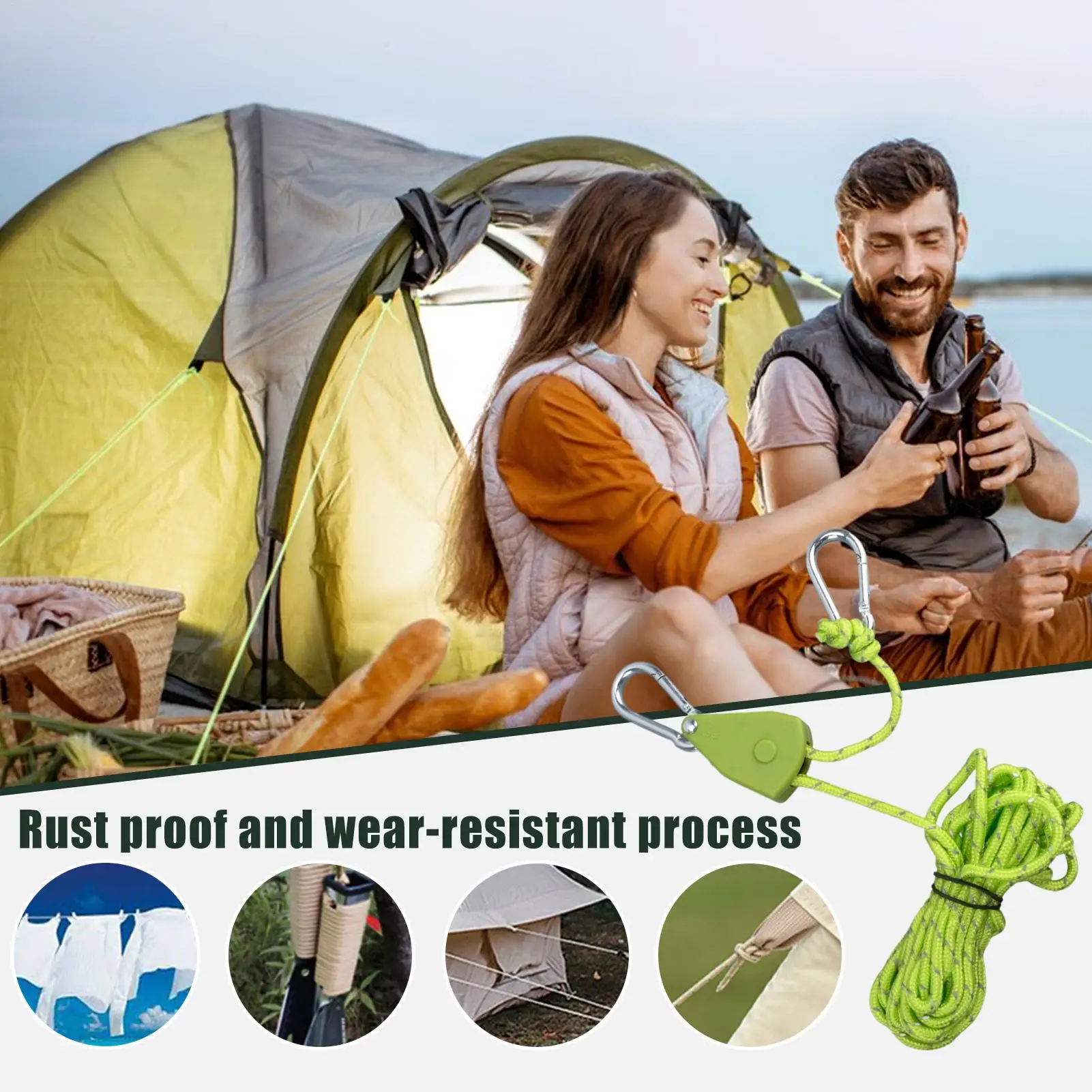 Locking Pulley Ratcheting Tie Downs Rope Hanger Heavy-Duty Lock Adjustable Ratchet For Trucks Various Lashing Lights Garage