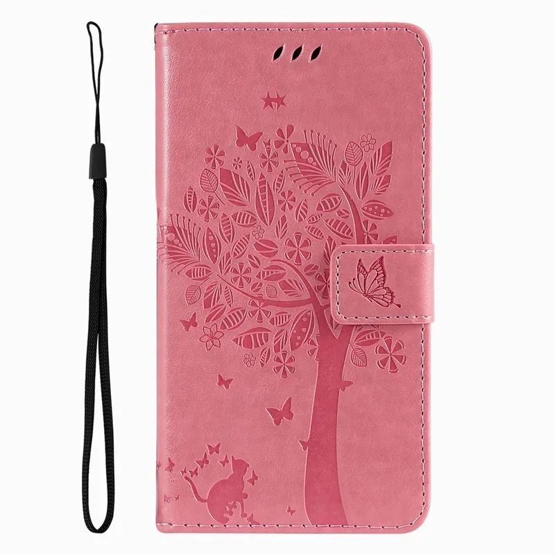 Cute Cat Tree Leather Wallet Case with Card Slots - Protective Cover