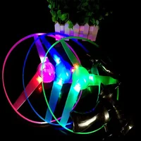 Kids Luminous Flying Disc Propeller Toys LED Lighting Pull String Flying UFO Toy Spinning Top Outdoor Game Sports Toy Gift 4