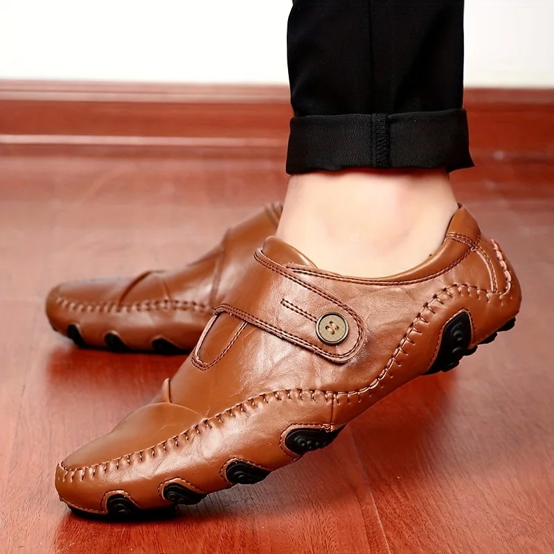 

Мужские лоферы однотонные без шнуровки, повседневные прочные нескользящие официальные туфли, для офиса и банкета