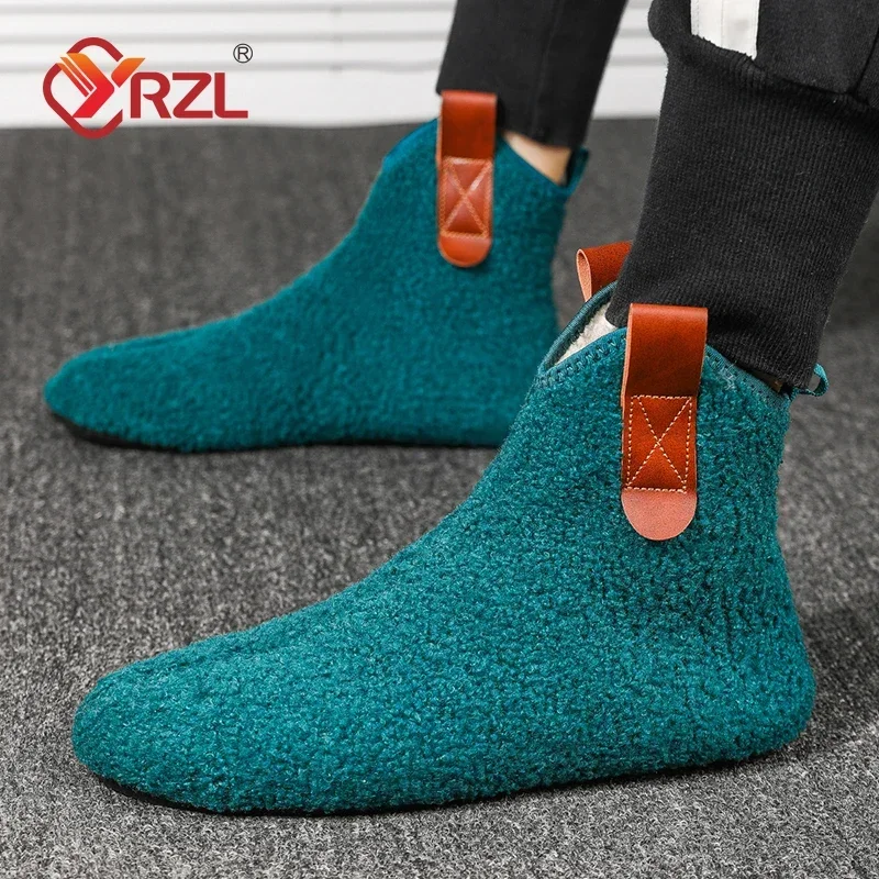 YRZL Cotton Shoes Male Boots Men Winter Warm Indoor Home Shoe Comfortable Plush Man Casual Shoes Soft  Anti-slip Walking Shoes — view 2