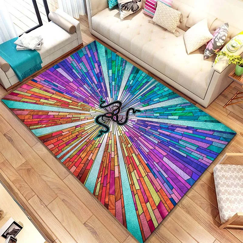 

3D Razer Square Rugs Carpet Game Rome Gamer Gift Door Floor Mats Playroom Upholstery Living Room Bedroom Fashion Gaming Rug