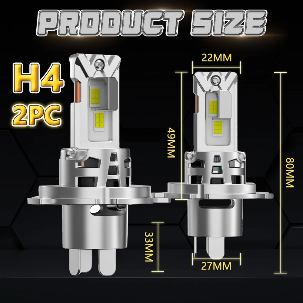 H4 Bi-LED Headlight Bulbs – CANbus Hi/Lo Beam 1200W High Power Turbo Fan | Super Bright Plug & Play Auto/Moto LED Fog & Headlamp Conversion Kit 6