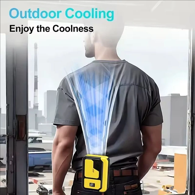 New Protable Neck Waist Fan Powerful Brushless Motor with Digital Display 3 Wind Speeds 3000mAh Large Battery Emergency LED 5