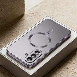 Metallic MagSafe - Compatible Thin Soft TPU Case with Lens Protection Cover - Galaxy A37 (GRAY)