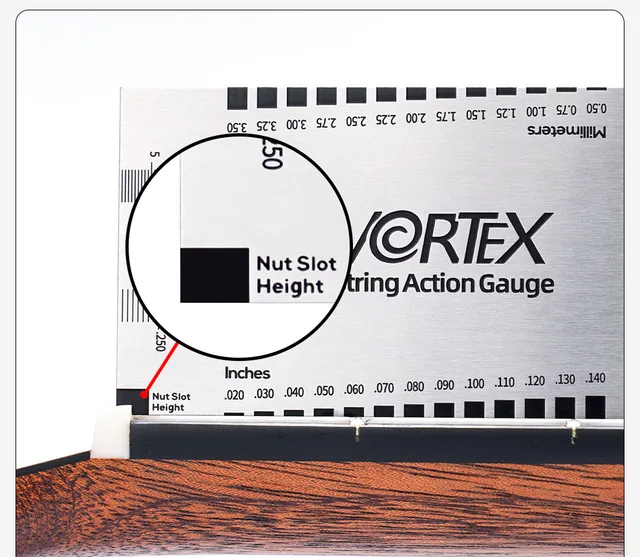 Righello Per Chitarra - Strumento Misurazione Azione Corde, Acciaio Inox - Foto 2