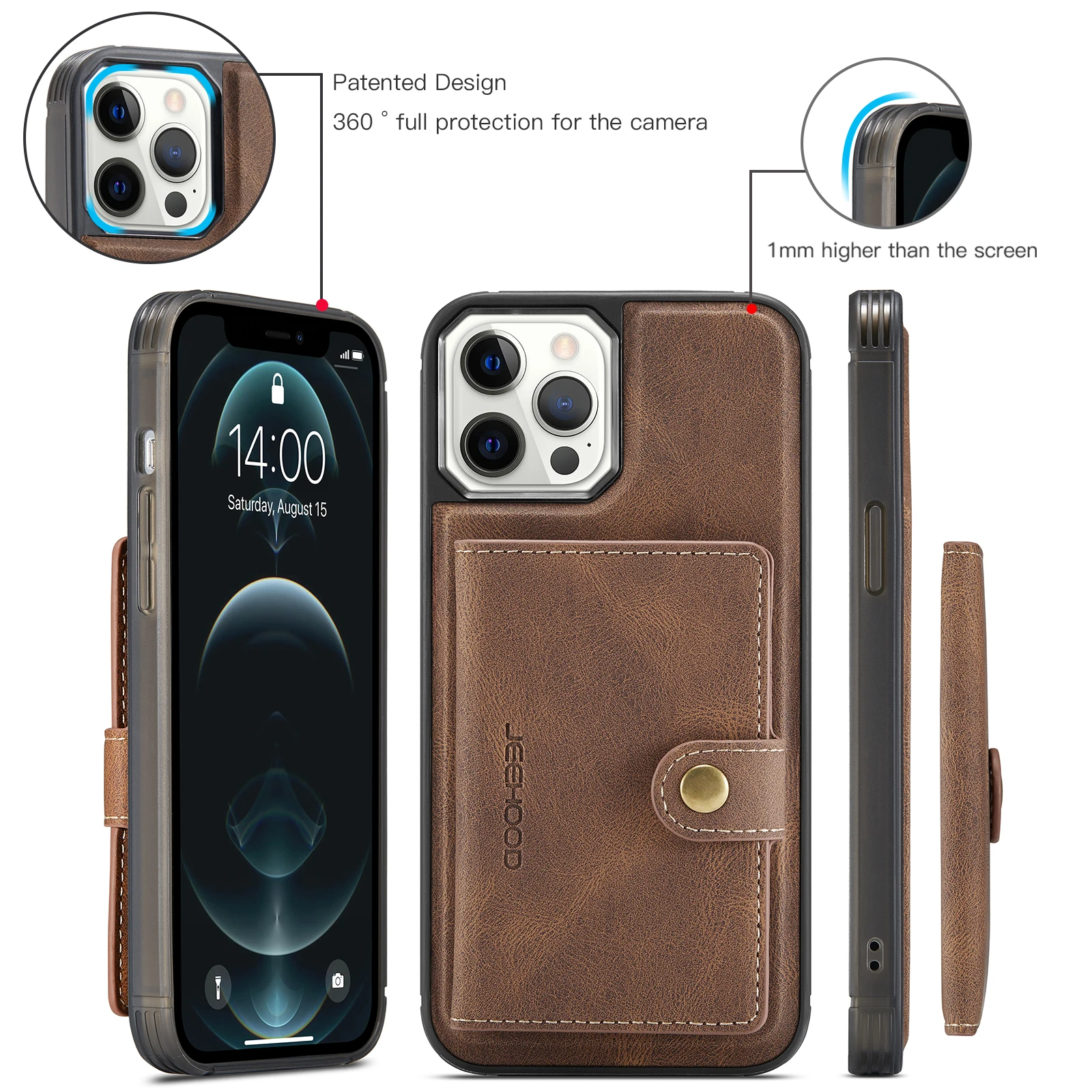 MEFON iPhone 11 Case Wallet Leather Detachable, Wireless Charging  Compatible, with Tempered Glass and Wrist Strap, Magnetic Detachable Flip  Folio