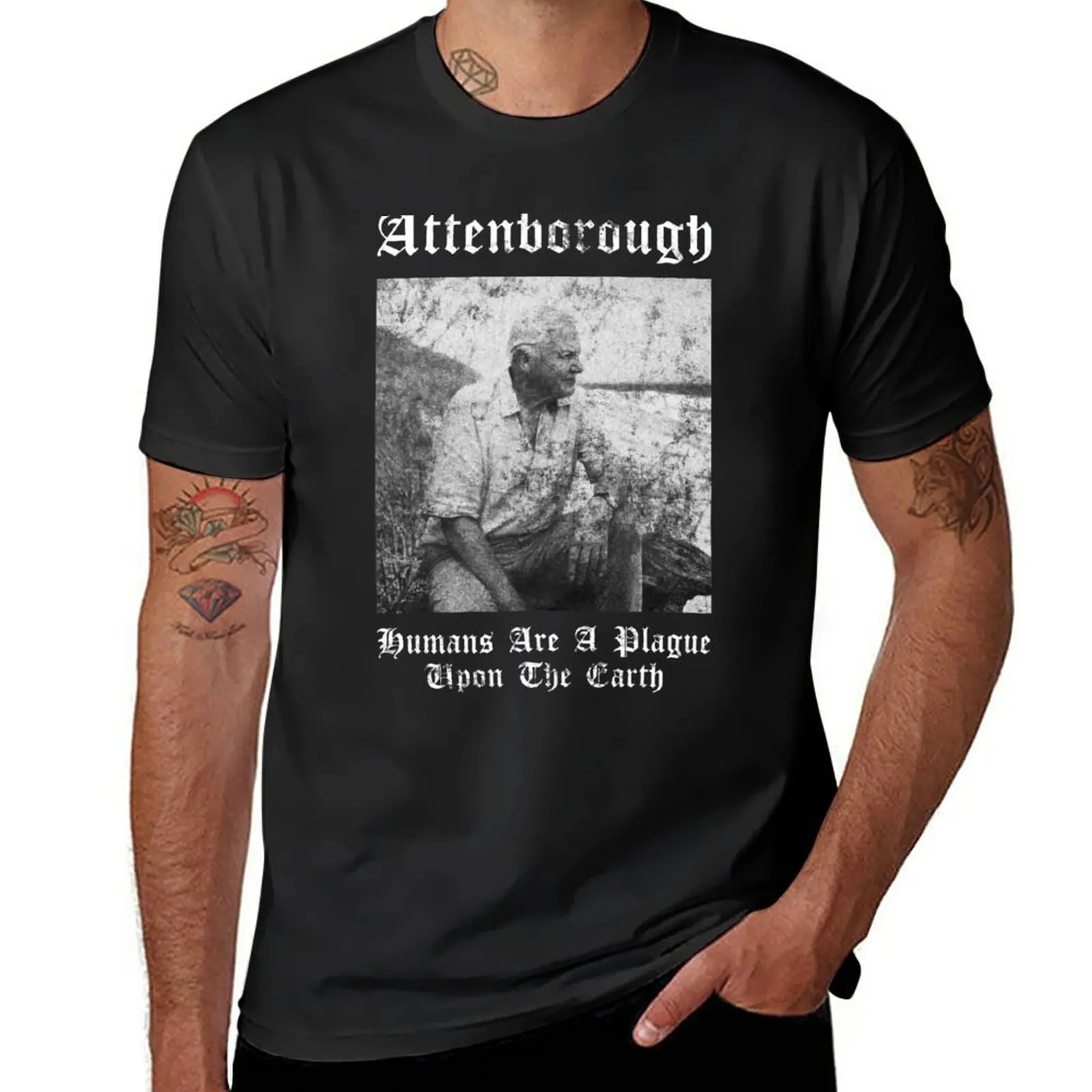 

New Sir David nbsp Attenborough Humans are A Plague Upon The Earth Black Metal Design Gift Halloween Day T-Shirt