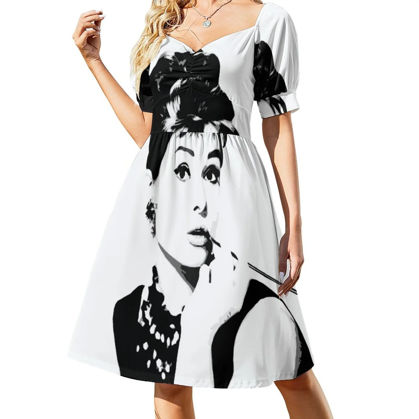 

Audrey Hepburn Portrait Art Dress Women's summer suit Dress vintage birthday dress for women loose women's dress