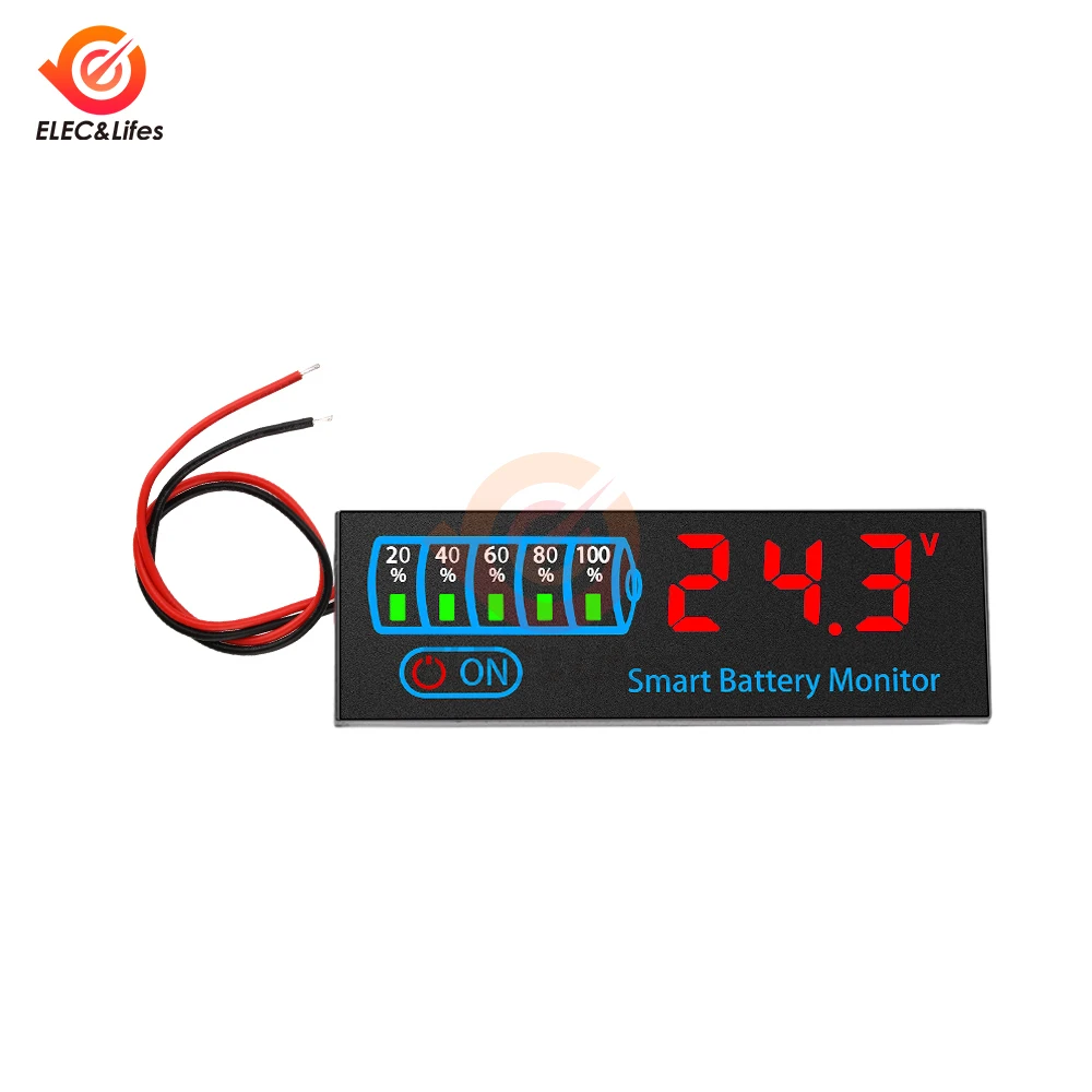 DC 7V-40V 3-14S LED Battery Capacity Indicator Power Display Panel Lithium Lead Acid Battery Capacity Voltage Meter Module 5