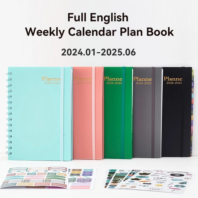 Agenda 2024 A5 Notebook Planner Diary Weekly Monthly English 365 Days To Do  List Diario Note Pad Planificateur 2024 Note Book - AliExpress