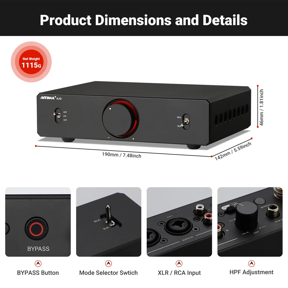 AIYIMA A20 PFFB Stereo Power Amplifier TPA3255 HiFi 2.0 Audio Amp