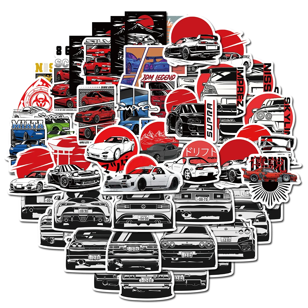 10/50PCS JDM Car Retrofit Racing Vintage Japanese For DIY Notebook Luggage Motorcycle Laptop Refrigerator Decals Graffiti Toys