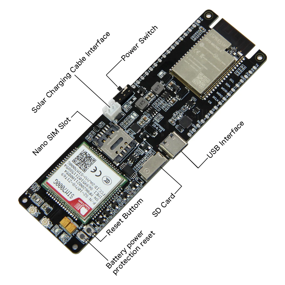 Lilygo® Ttgo T-sim7000g Esp32 Placa de Desenvolvimento Sim 4mb 16mb Módulo Wifi Bluetooth Bateria Suporte Placas de Carga Solar - Image 5