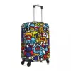 Wild Life Doodle Suitcase Cover Holiday Icons Printing Strectch Luggage Case Cruise Trip Protector 3