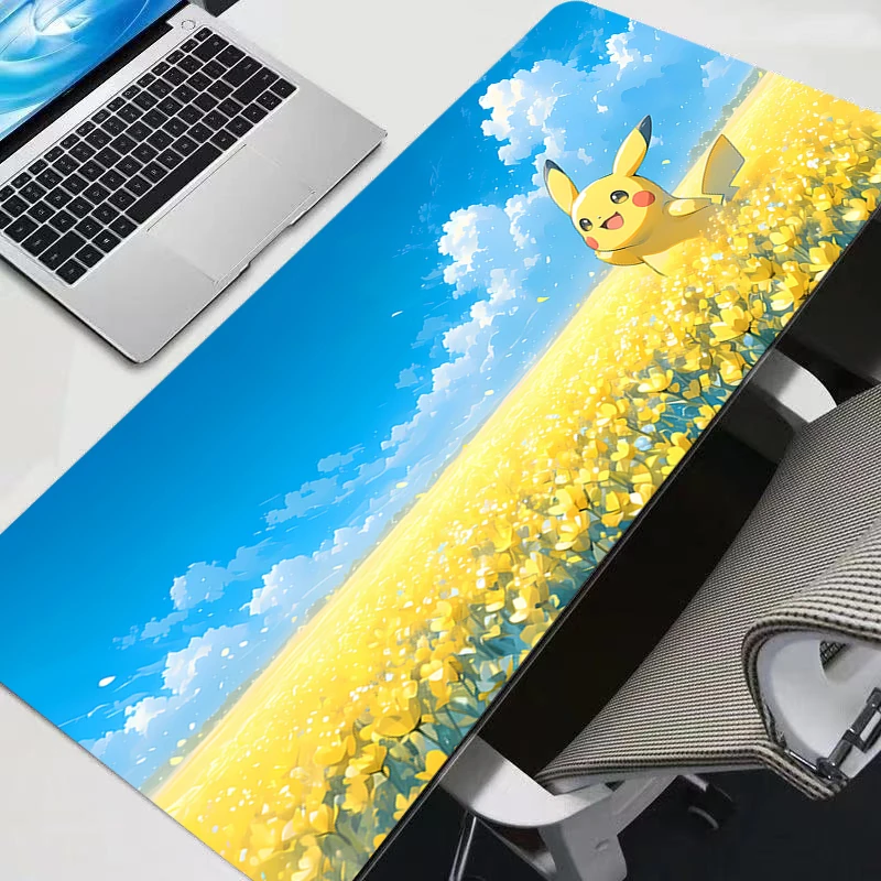 Large Gaming P-pokemon Pikachu Mousepad Keyboard Pad Gamer Mouse Pad on The Table Speed Desk Mat Anime 900x400 Soft Mouse Mats 4