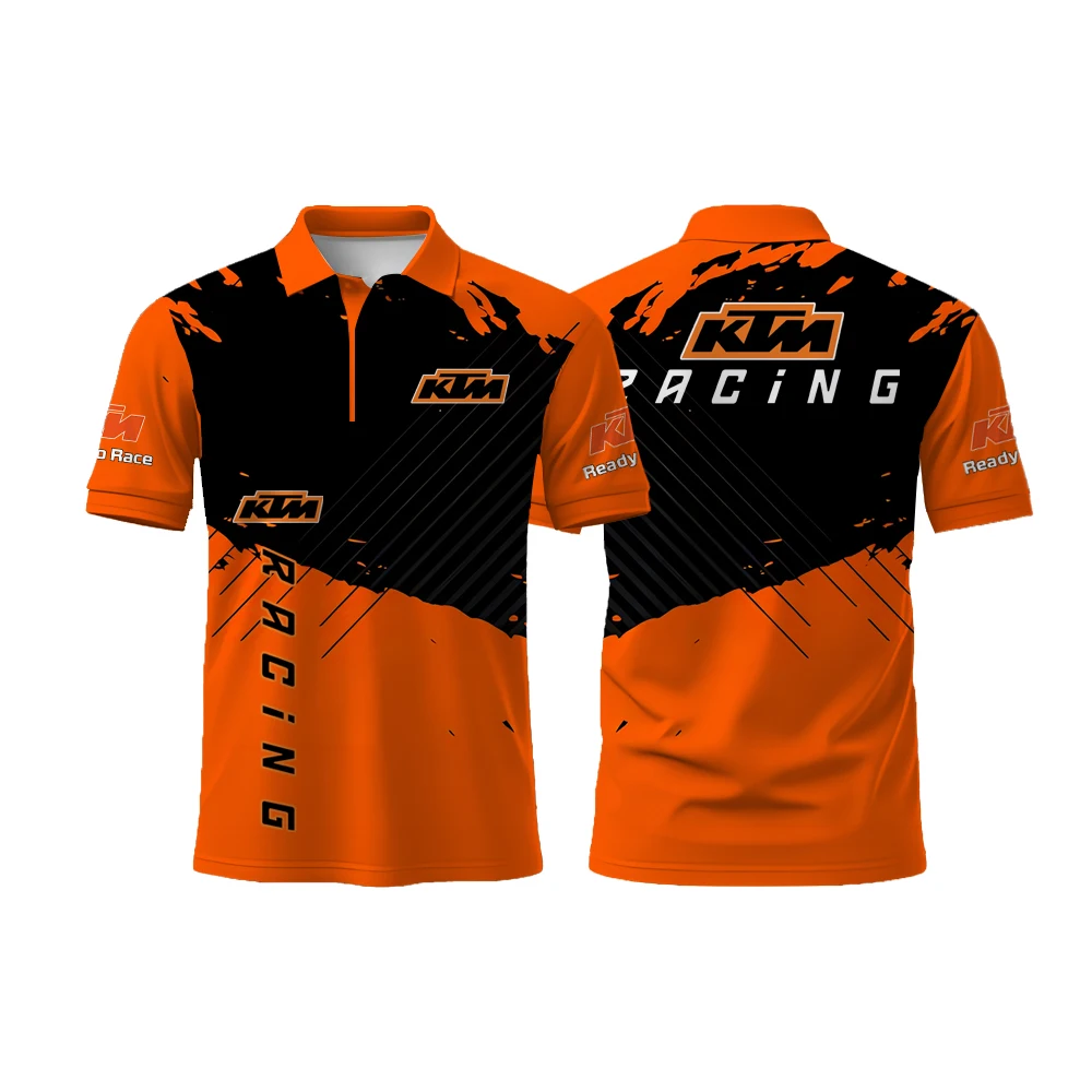 New Style Fashion Comfortable Breathable Buttons Polo Shirt KTM Logo 3D Printed Motorcycle Riding Short Sleeved Sport Shirt 2