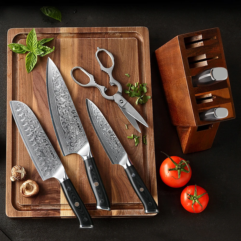 TURWHO 7PCS Pro Kitchen Knife Sets Japanese Damascus Steel Knives Best Chef  Knife Set With Excellent Acacia Wood/Knife Set BlocK - AliExpress