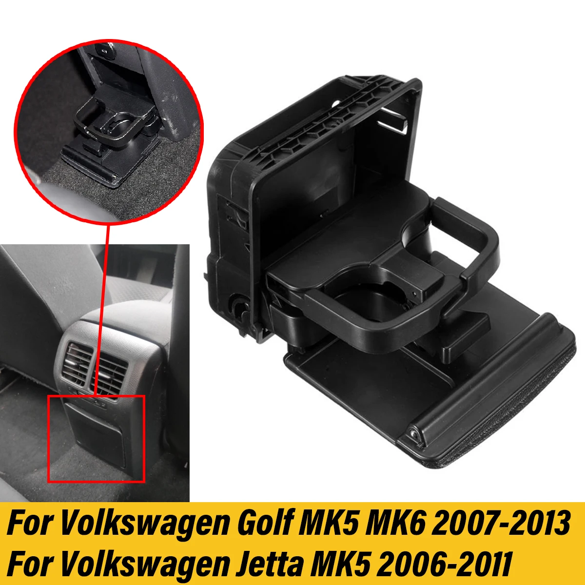 

Car Central Console Armrest Rear Cup Drink Holder Box For Volkswagen Jetta MK5 For VW Golf5 Golf6 MK5 MK6 Rabbit EOS R32 GTI