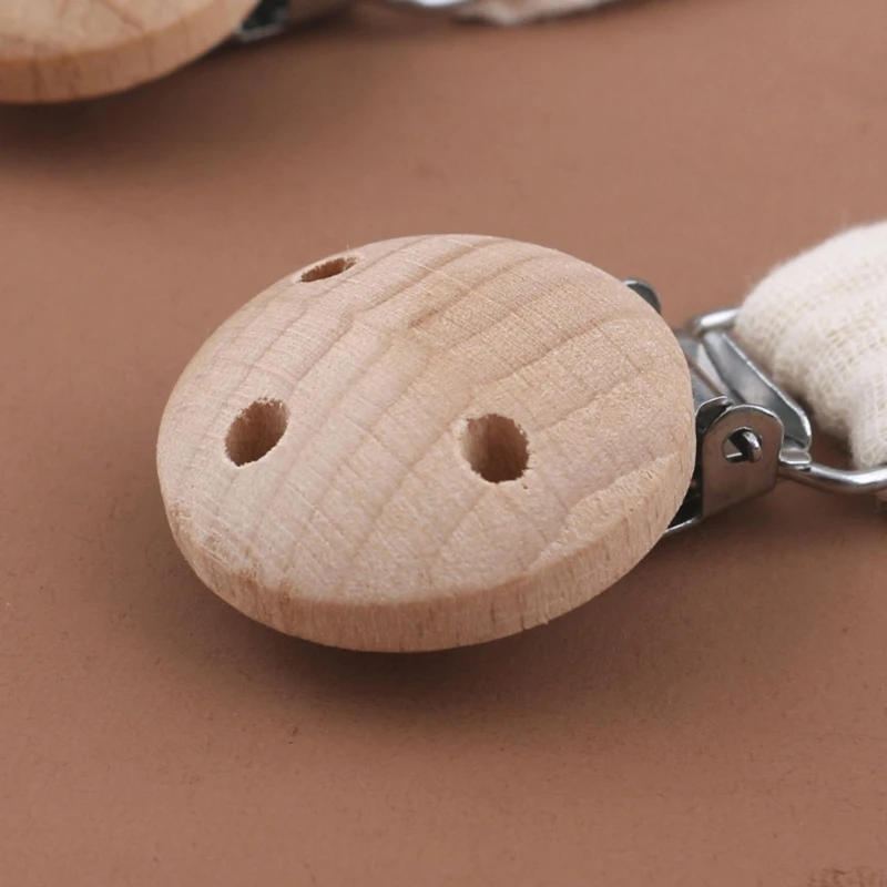 Pacifier Clip Pacifier Leashes Holder Chain Fabric Set Clip Teething Toy with Wood Clip for Toddlers Kid
