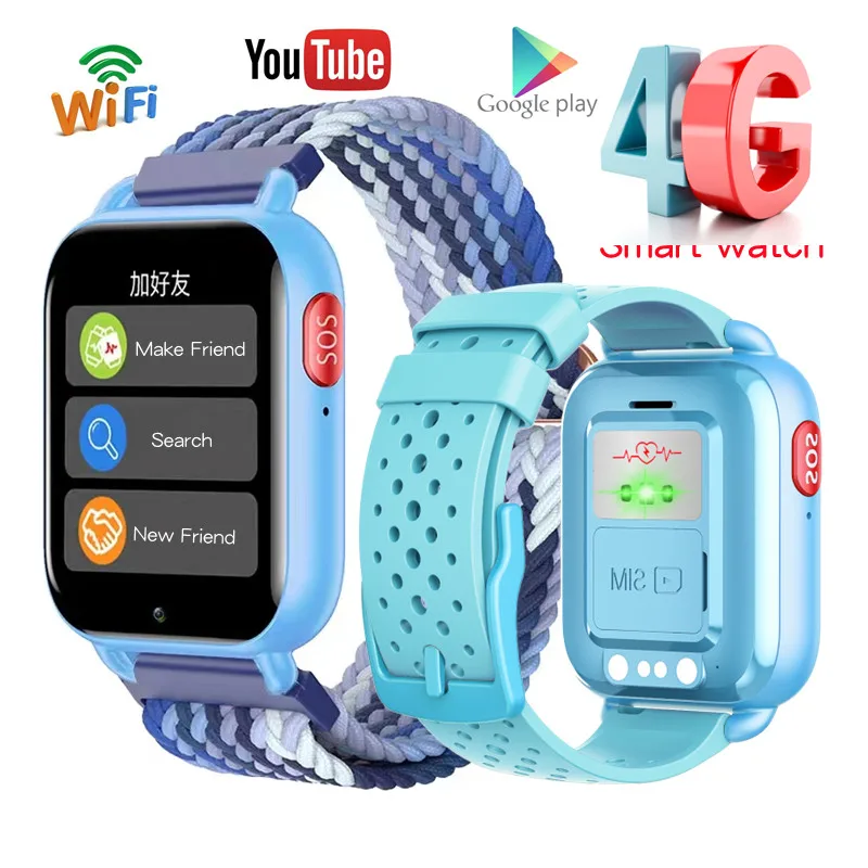 Android Child Phone Watch 4G SIM Card Smart Watch Boy Girl GPS