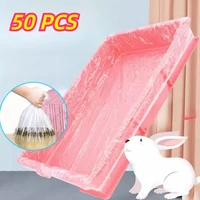 50pcs Disposable Rabbit Cage Liner Plastic Bunny Cage Mat Cleaning Pad Hamster Dog Cage Replacement Diaper Universal Toilet Film 1