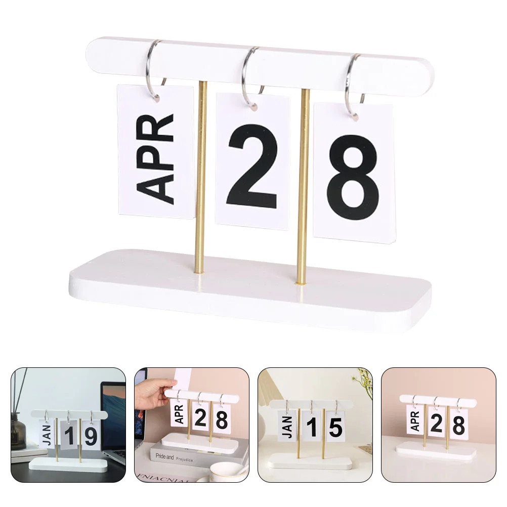 Perpetual Calendar Flip Wooden Calendar Blocks Vintage Wood Block Calendar Home Office Desk Accessories Week Month Date