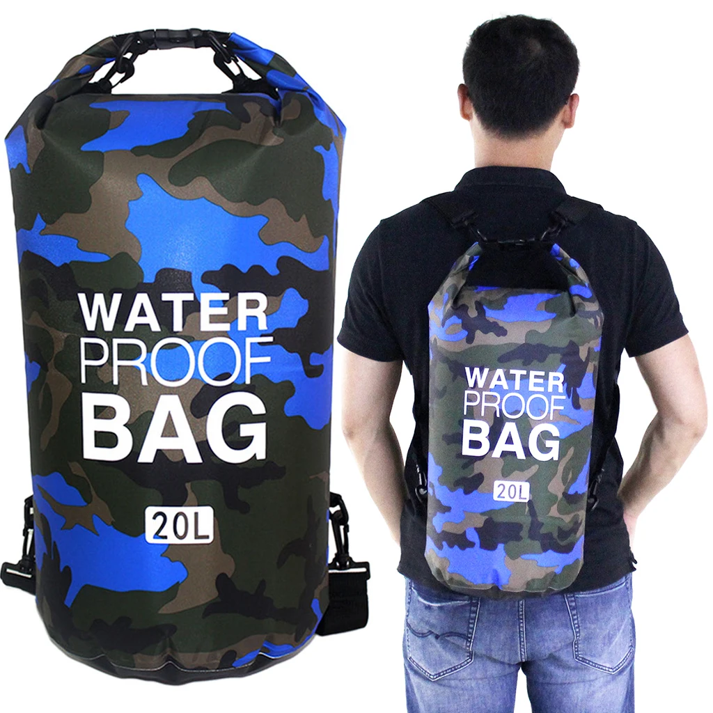 2/5/10/15/30L Outdoor Camouflage Waterproof Dry Bags Portable Rafting Diving Dry Bag Sack PVC Swimming Bags for River Trekking