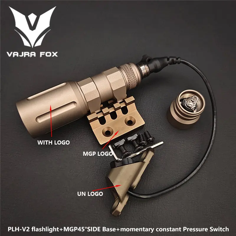

Sotac PLH-V2 Flashlight 1300 LM White LED Lamp with MGP45 Degree Side Base and Hot Button Pressure Switch Tactical Scout Light