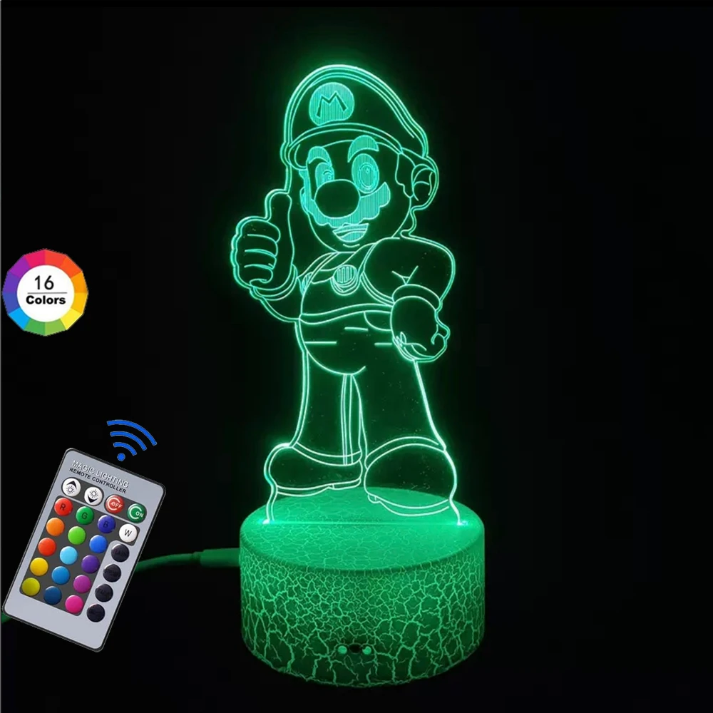 Super Mario 3D LED Night Light - Optical Illusion Table Lamp With Remote & 7 Colors
