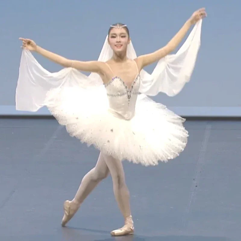 

Adult White Professional Ballet Tutu Women Ballet Dance Competition Costume Figure Skating Dress Swan Lake Ballet Dress Girls