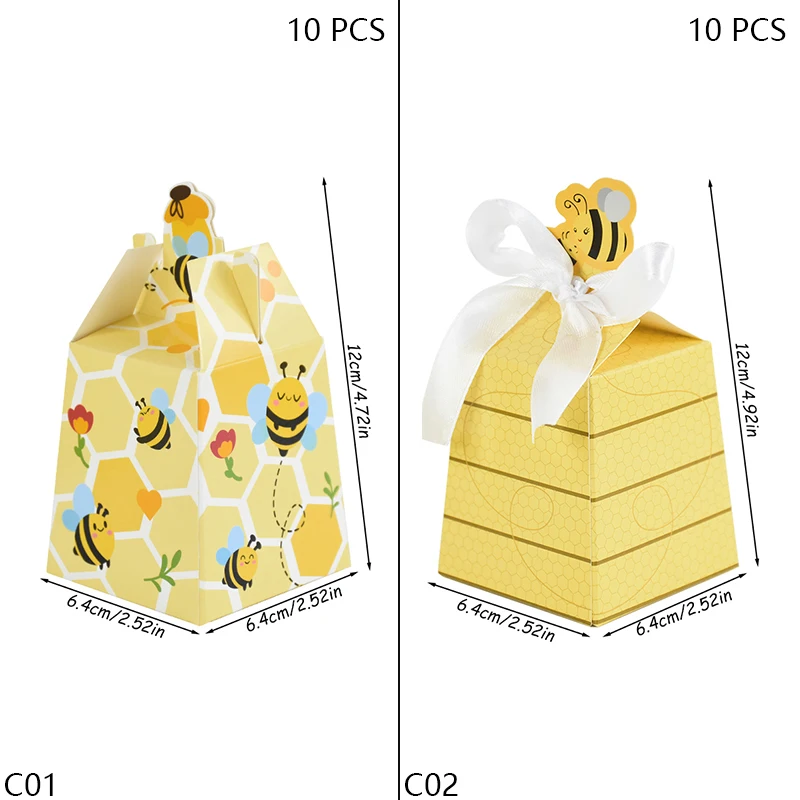 Cyblinia 100-Pack Bee Hive Gift Boxes With Ribbons - 2.8" Paper Favor Boxes For Candy, Baby Shower & Parties - View #8