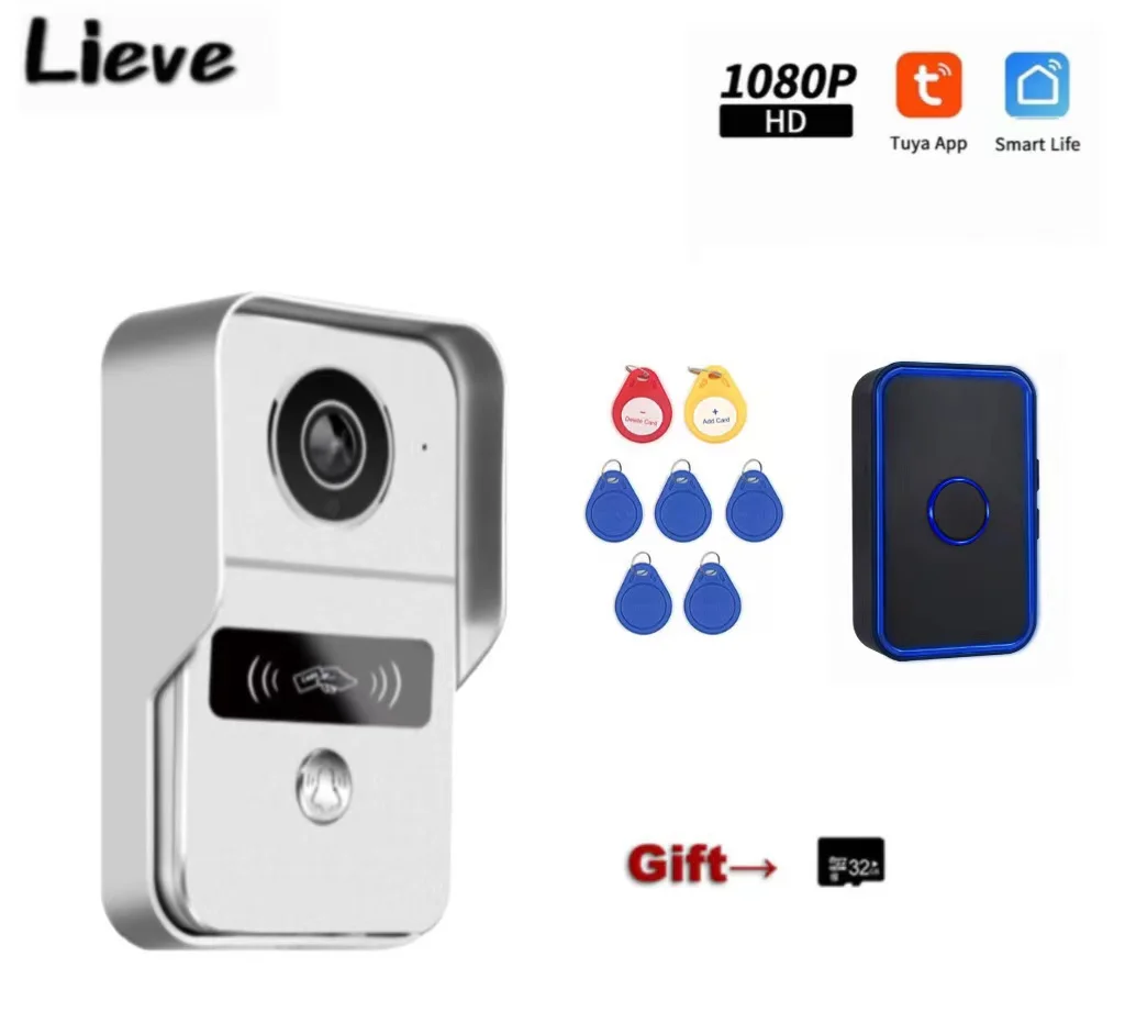цена Tuya 1080P Video Doorbell WiFi Outdoor Door bell Waterproof IP55 POE 48V Door Phone Camera Inductive Card Unlock Smart APP