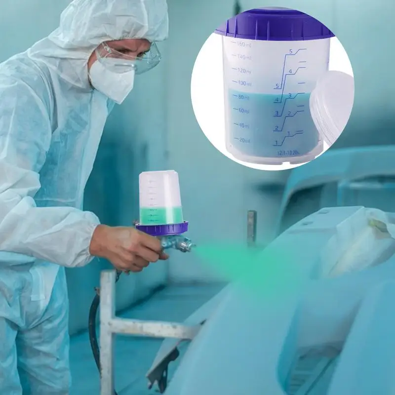 Paint Cups 10pcs Car Spraying Paint Cups With Clear Scale Measuring With Lids Sprayer Cup Liners For Spra