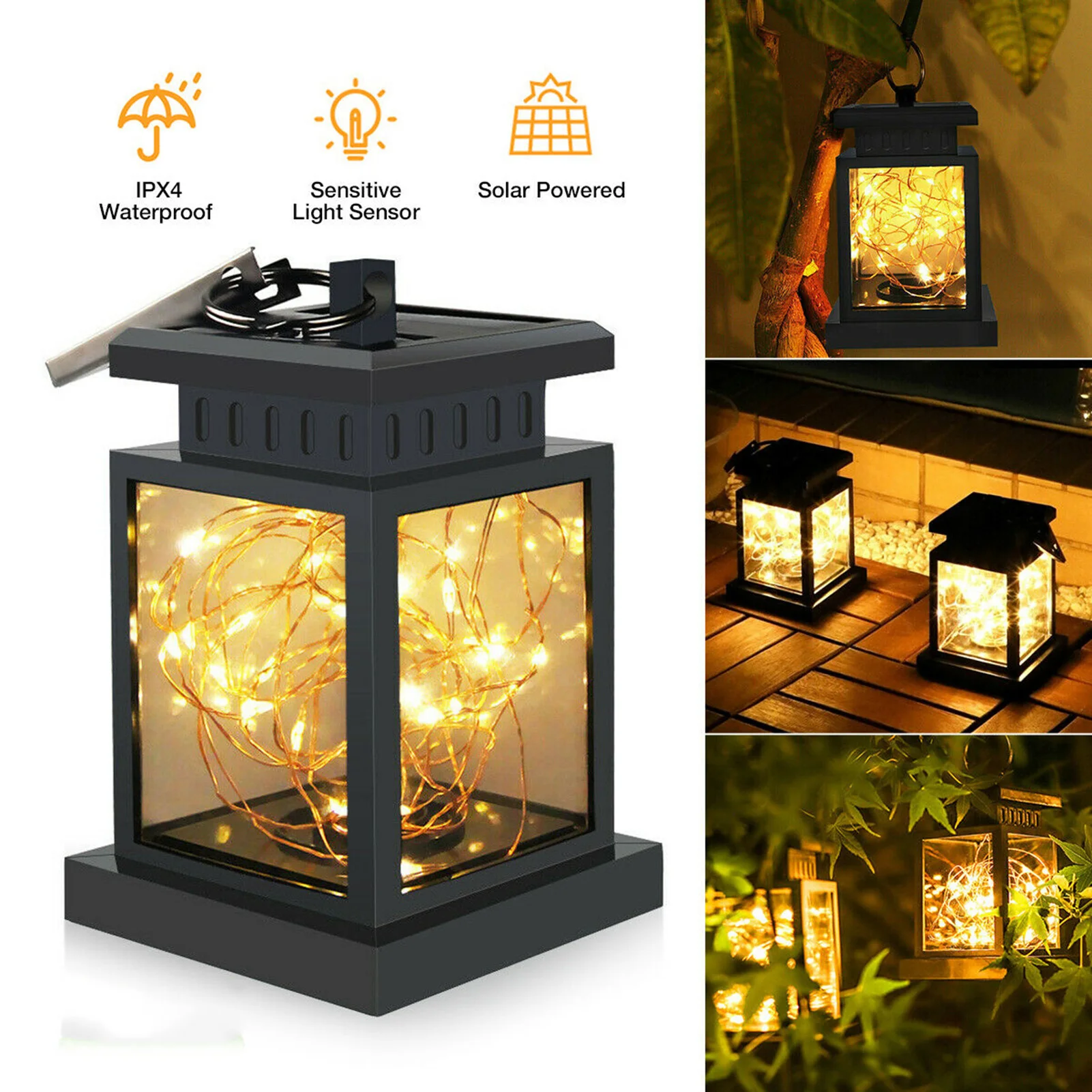 Solar Classic Decorative Lamp Outdoor Waterproof Leds Hanging Light for Garden/Yard/Pathway Decoration
