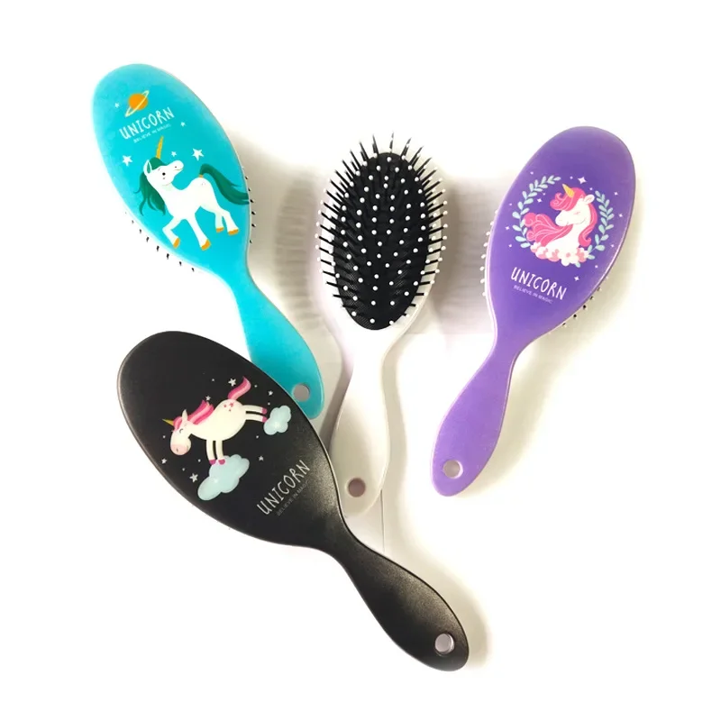 4 Color Cute Unicorn Animal Anti-static Hair Brush Massage Comb Shower Wet Detangle Hair Brush Salon Hair Styling Tools 3