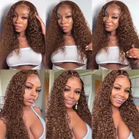 Perruques en cheveux humains bouclés brun chocolat HD pour femmes, perruques frontales en dentelle 13x4 13x6 Deep Wave pré-épilées, cheveux humains brésiliens bruns 4