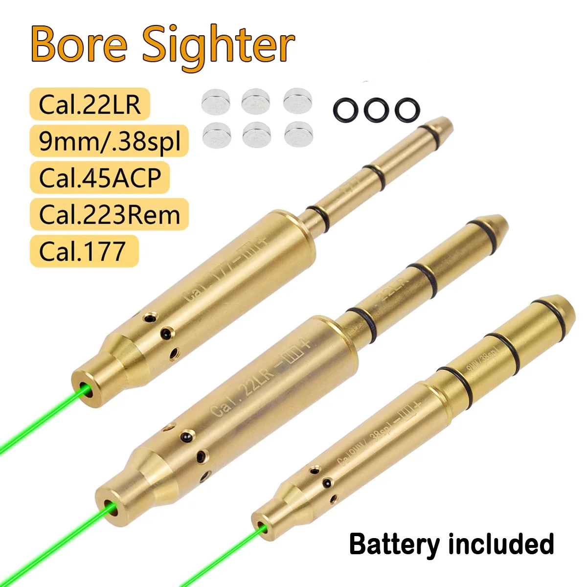 Tactical Red Bore Laser Sight Boresighter .177 .22LR 12GA .38spl 20GA .308 9MM .45ACP Rifle Hunting Caliber Glock 17 19 1911 laser sight red dot laser sight laser bore sight