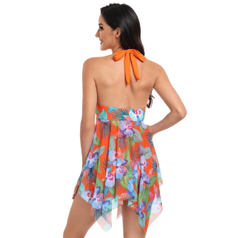 Nieuw badpak uit één stuk voor dames in 2024, Europees en Amerikaans grensoverschrijdend bikinibadpak met oversized halslijn, bikinigaasrok_voghion.com