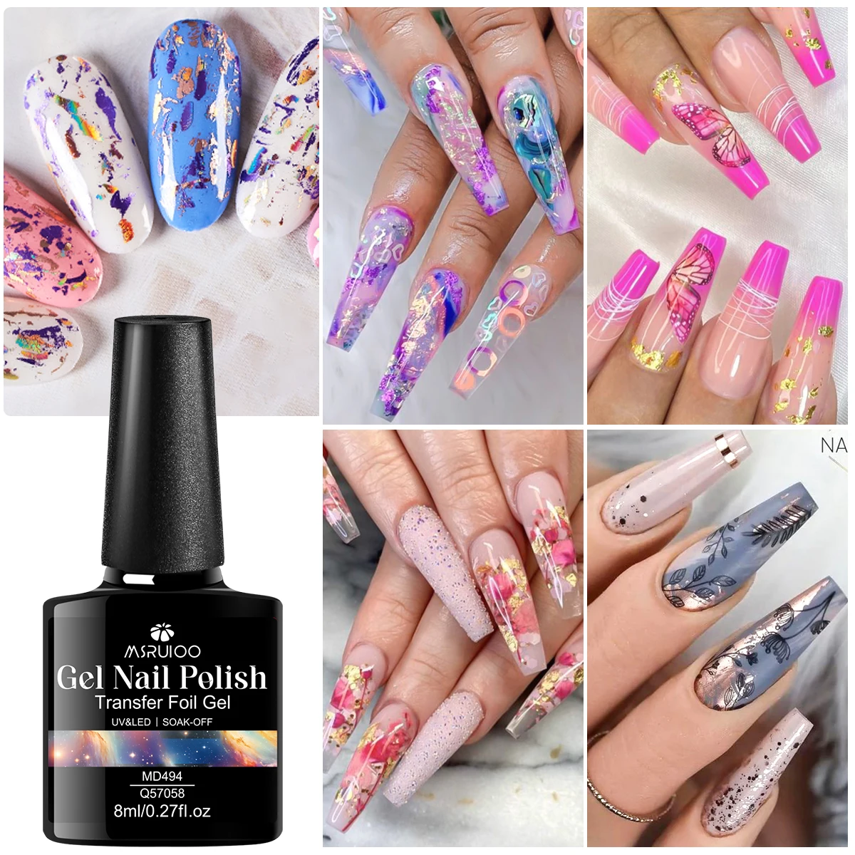 8ml 전사지 젤 네일 폴리쉬 투명 빠른 전사 패턴 UV LED 경화 네일 용품 매니큐어 살롱 품질 빠른 건조