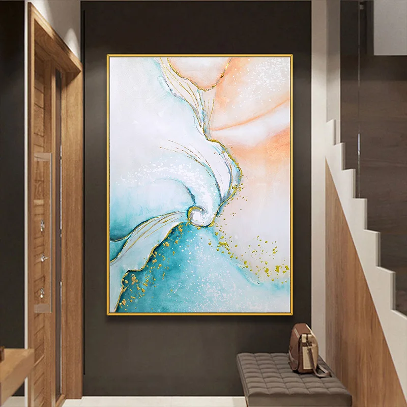 

Лидер продаж, чистая ручная роспись, толстая текстурированная искусственная абстрактная Золотая фольга, камень, картина маслом